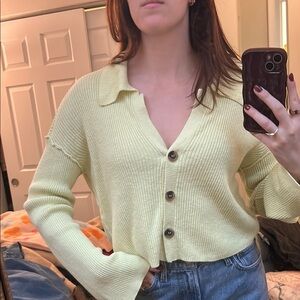 Free People Green Button-Up Sweater